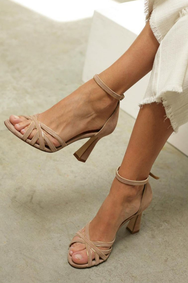 ELVIERA™ | PATCHWORK SANDALS WITH ROUND TOE AND SLIM HEEL