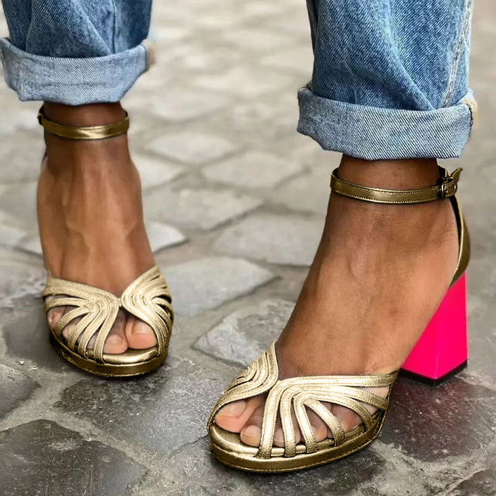 MILVIANA | CLASSIC SANDALS WITH ANKLE STRAP AND OPEN TOE