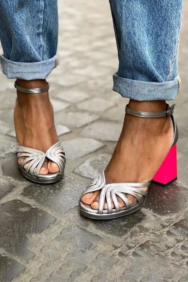 SERAPHINA™ | SHINY SANDALS WITH BLOCK HEEL