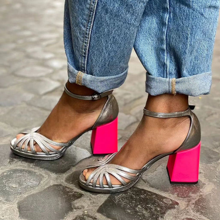SERAPHINA™ | SHINY SANDALS WITH BLOCK HEEL